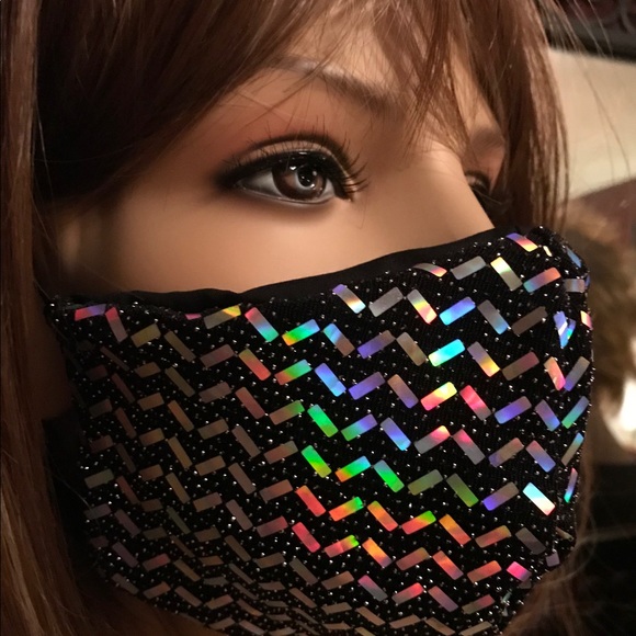 Face Mask halographic disco handmade - Picture 2 of 3